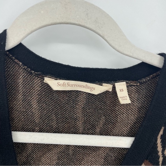 Soft Surroundings Veronica Jacquard Cardigan Neutral zebra Animal Print Size XS - Picture 3 of 7